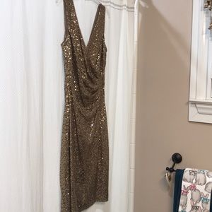 Gold sequin Ralph Lauren cocktail dress